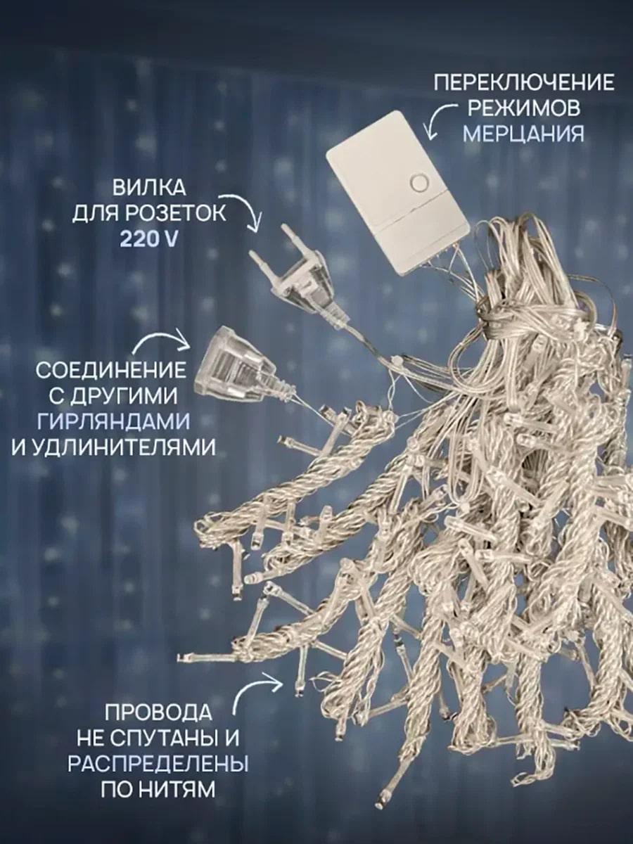 Гирлянда штора 1,5 х 1,5 м оптом Гирлянда штора 3 х 3 м оптом